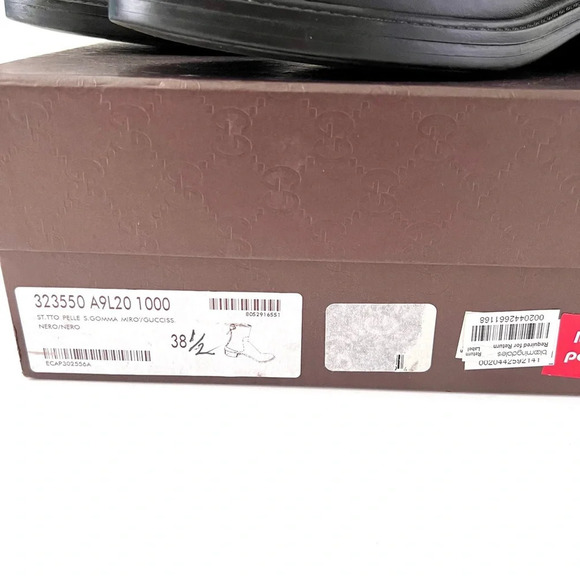 GUCCI || GG Monogram Guccissima Maud Black Leather Short Moto Ankle Boots US 8.5 - Picture 14 of 16